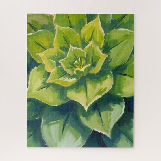 Green Succulent Plant Painting Puzzle (Vertikal)