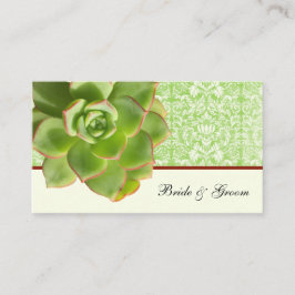 Green Succulent Vintag Damask Elfenbeinische Platz Platzkarte