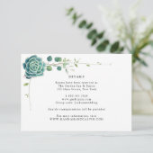 Green Succulent Wedding Details Card Einladung (Stehend Vorderseite)