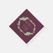 Green Succulents Gold Frame Wedding Monogram Serviette (Ecke)