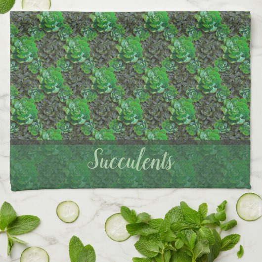 Green Succulents Lattice Pattern Küchentücher (Gefaltet)