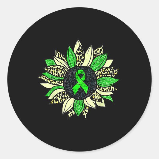 Green Sunflower Kidney Disease Awareness Warr Runder Aufkleber (Vorderseite)