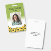 Green Sunflower Kindergarten Lehrer Ausweis (Vorder- & Rückseite)