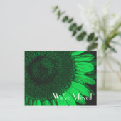 Green Sunflower New Address Floral Postcard Ankündigungspostkarte (Stehend Vorderseite)