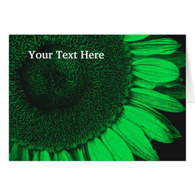 Green Sunflower Petals Floral Art Foto Card (Vorderseite (Horizontal))