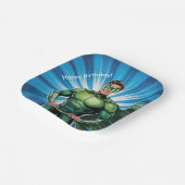 Green Superhero Boys Birthday Party Pappteller (Gewinkelt)