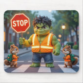 Green Superhero Crossing Guard With Chipmunks Mousepad (Vorne)