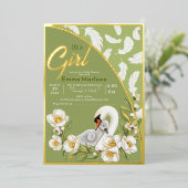 Green Swan Baby Foil Einladung (Stehend vorne)