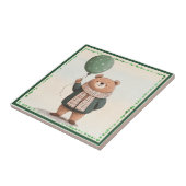 Green Sweater Bär mit Fall Kariert Scarf Fliese (Seite)