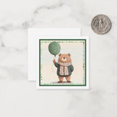 Green Sweater Bär mit Fall Kariert Scarf Mitteilungskarte (Vorderseite/Rückseite Beispiel)