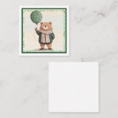 Green Sweater Bär mit Fall Kariert Scarf Mitteilungskarte (Vorne/Hinten)