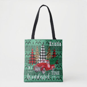 Green Sweater Rentier Vintag Red Truck Weihnachten Tasche