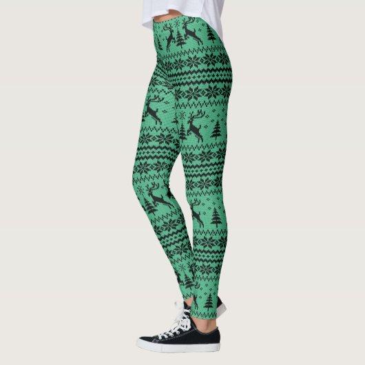 Green Sweater Rentier Weihnachten Leggings (Links)