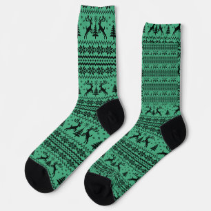 Green Sweater Rentier Weihnachten Socken
