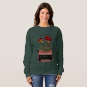 Green Sweatshirt with Typewriter Floral Print (Vorne ganz)