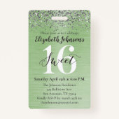 Green Sweet 16 Geburtstag VIP Ausweis (Rückseite)