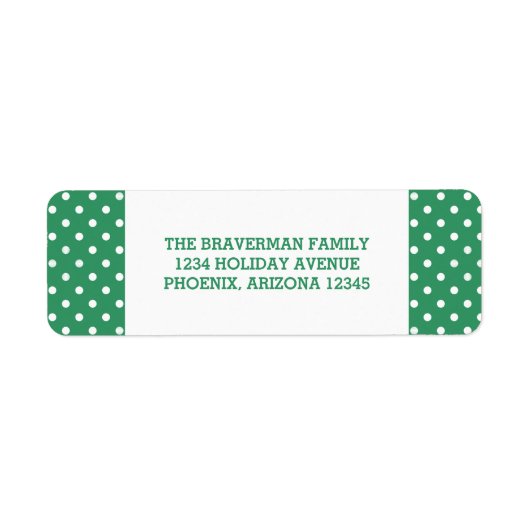 Green Sweet Polka Dot Holiday Address Labels (Vorne)
