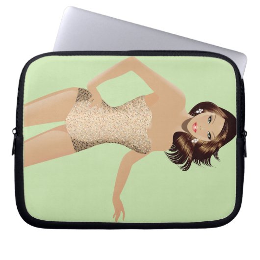 Green Swimsuit Girl Laptop Case (Vorderseite)