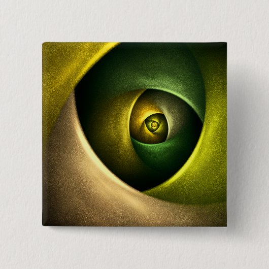 Green Swirl Floral Modernes Abstraktes Kunstmuster Button (Vorderseite)