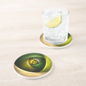 Green Swirl Floral Modernes Abstraktes Kunstmuster Getränkeuntersetzer (Seite)