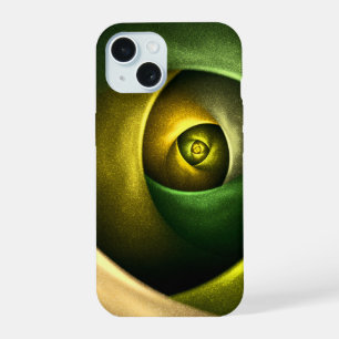 Green Swirl Floral Modernes Abstraktes Kunstmuster iPhone 15 Hülle
