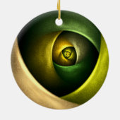 Green Swirl Floral Modernes Abstraktes Kunstmuster Keramik Ornament (Hinten)