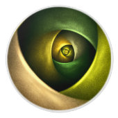 Green Swirl Floral Modernes Abstraktes Kunstmuster Keramikknauf (Vorderseite)