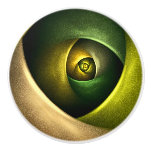 Green Swirl Floral Modernes Abstraktes Kunstmuster Keramikknauf (Vorderseite)