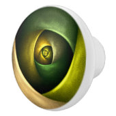 Green Swirl Floral Modernes Abstraktes Kunstmuster Keramikknauf (Rechts)