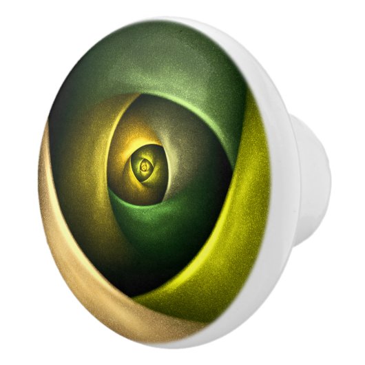 Green Swirl Floral Modernes Abstraktes Kunstmuster Keramikknauf (Rechts)