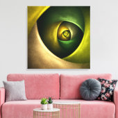 Green Swirl Floral Modernes Abstraktes Kunstmuster Leinwanddruck (Insitu (Wohnzimmer))