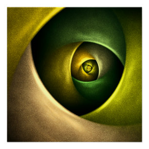 Green Swirl Floral Modernes Abstraktes Kunstmuster Poster