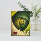 Green Swirl Floral Modernes Abstraktes Kunstmuster Postkarte (Stehend Vorderseite)