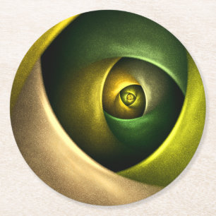 Green Swirl Floral Modernes Abstraktes Kunstmuster Runder Pappuntersetzer