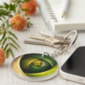 Green Swirl Floral Modernes Abstraktes Kunstmuster Schlüsselanhänger (Vorderseite rechts)