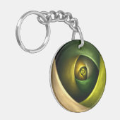 Green Swirl Floral Modernes Abstraktes Kunstmuster Schlüsselanhänger (Vorderseite links)