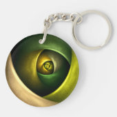 Green Swirl Floral Modernes Abstraktes Kunstmuster Schlüsselanhänger (Rückseite)