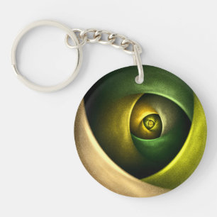 Green Swirl Floral Modernes Abstraktes Kunstmuster Schlüsselanhänger