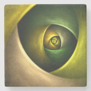 Green Swirl Floral Modernes Abstraktes Kunstmuster Steinuntersetzer