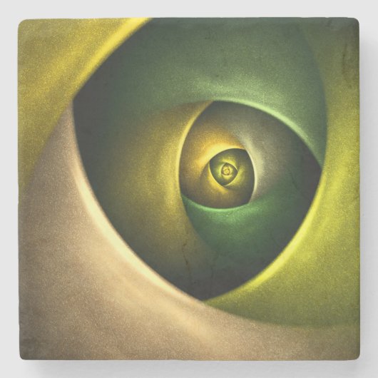 Green Swirl Floral Modernes Abstraktes Kunstmuster Steinuntersetzer (Vorderseite)