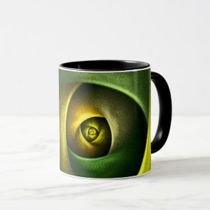 Green Swirl Floral Modernes Abstraktes Kunstmuster Tasse