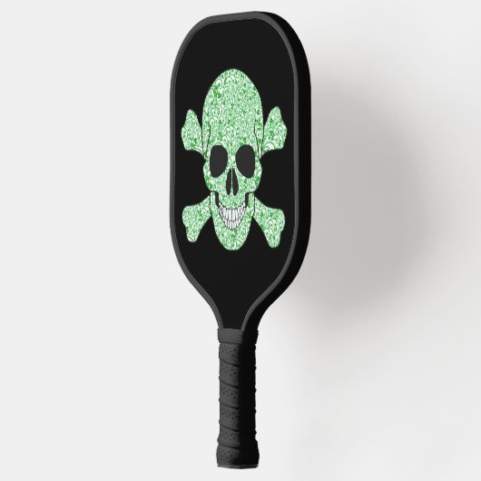 Green Swirl Ireland Skull and Crossbones Pickleball Schläger (Links)