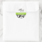 Green Swirl Save the Date Aufkleber (Tasche)