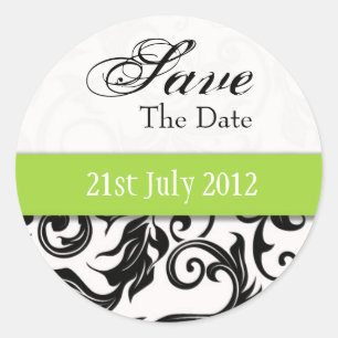 Green Swirl Save the Date Aufkleber