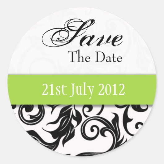 Green Swirl Save the Date Aufkleber (Vorderseite)