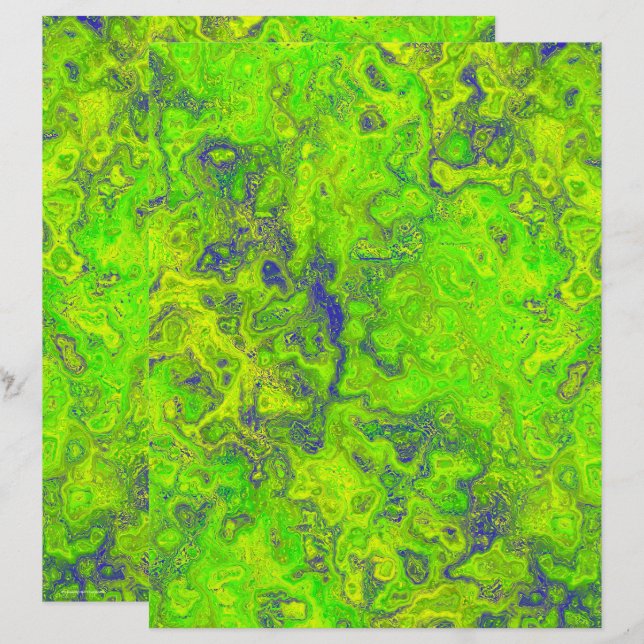 Green Swirly Marble Scrapbook Paper 2-Sided Page (Vorne/Hinten)