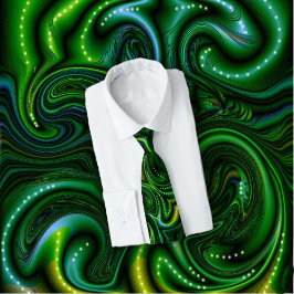 Green Swirly Spotted Abstract Fine Art Krawatte