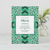 Green Symmetric Pattern Birthday Invitation Einladung (Stehend Vorderseite)