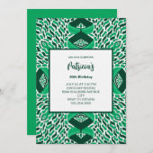 Green Symmetric Pattern Birthday Invitation Einladung (Vorne/Hinten)