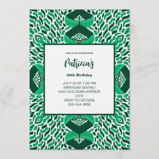 Green Symmetric Pattern Birthday Invitation Einladung
